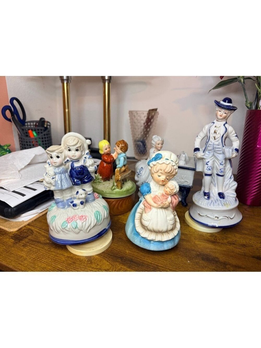 Vintage wind up musical Man woman piano boy girl baby 5 pieces 4 musical - Picture 11 of 16